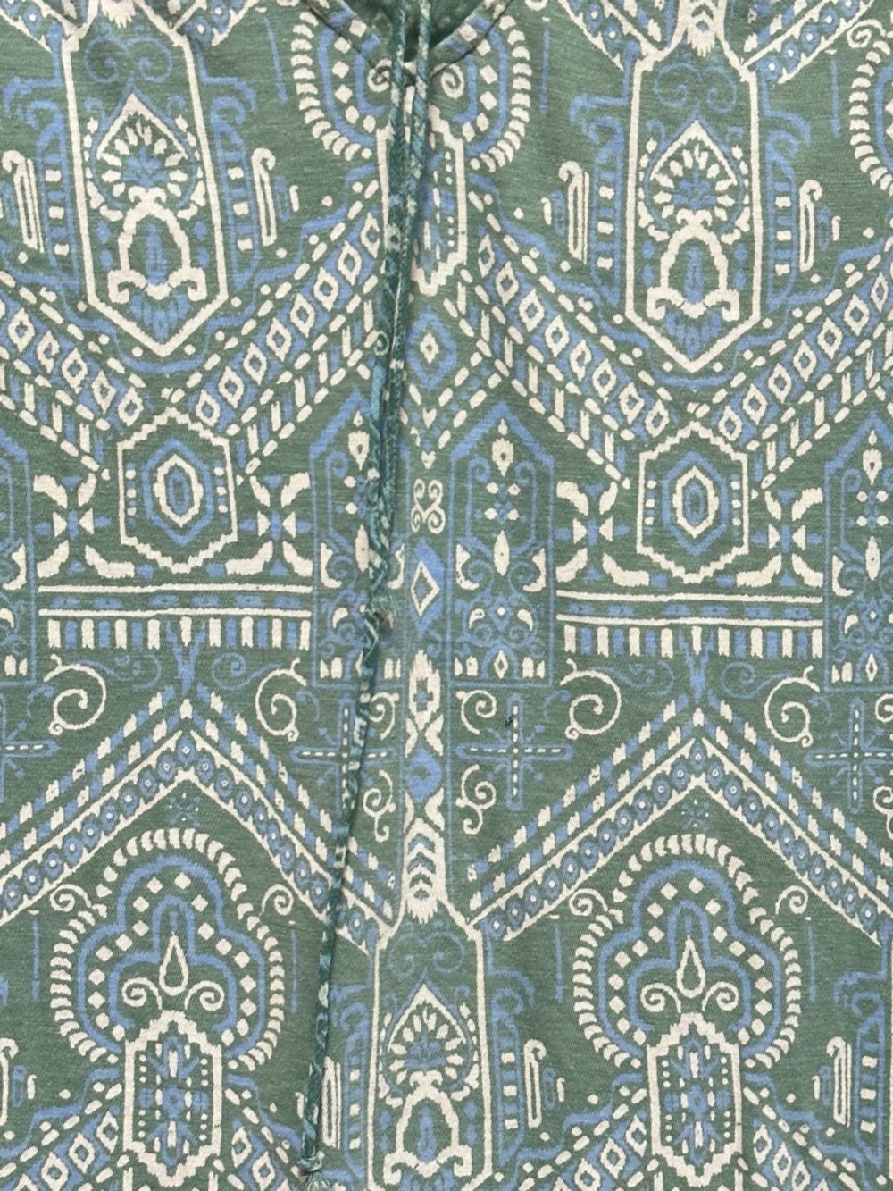 Lucky Brand Green Blue Mosaic Print Ruffle Flutter Sleeve Boho Top Medium - Picture 5 of 9